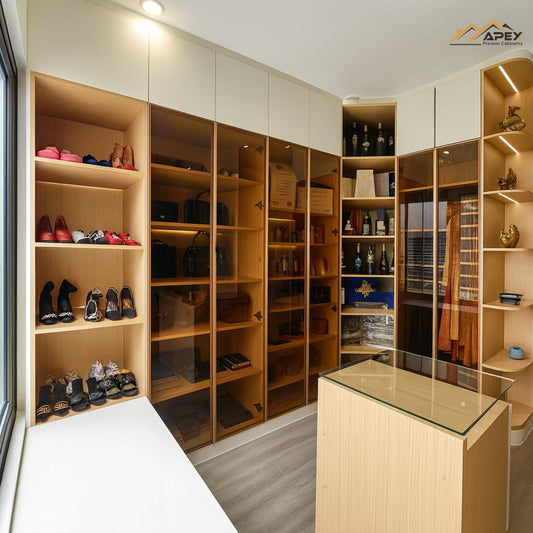 Thi công nội thất tủ đựng túi xách và giày dép