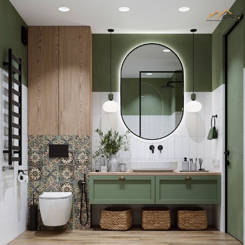 Tủ đựng đồ phòng tắm màu xanh lá cây