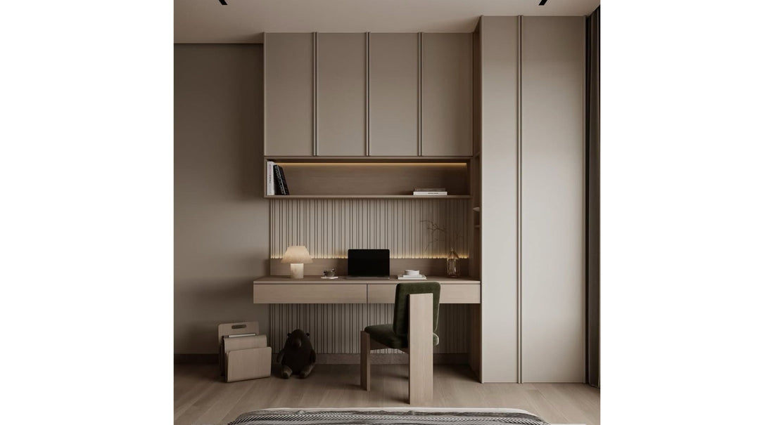 Bàn học liền tủ sách nhỏ gọn – Phong cách đơn giản nhưng đầy tiện ích