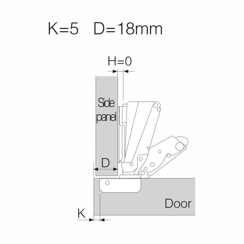 FE165A Bản lề không thể tách rời, đóng êm 165°