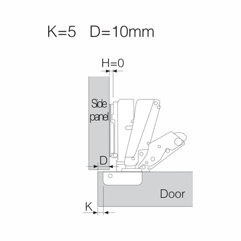 FE165B Bản lề nửa phủ 165° đóng êm không thể tách rời