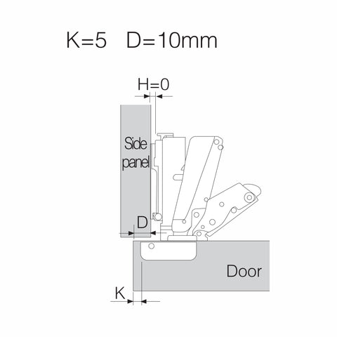 Bản lề kẹp đóng êm FH165B nửa phủ 165°