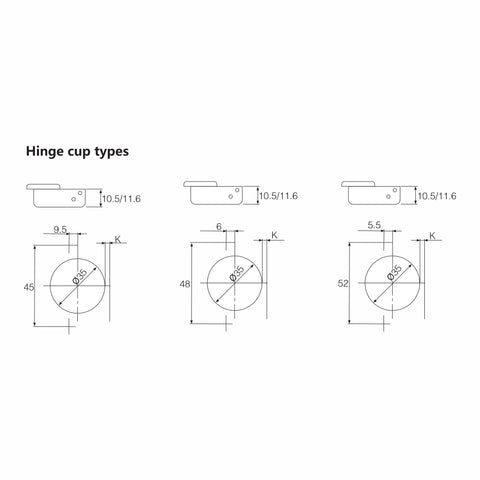 Bản lề kẹp đóng êm MO6B Half Overlay 35mm hai chiều Micro Angle