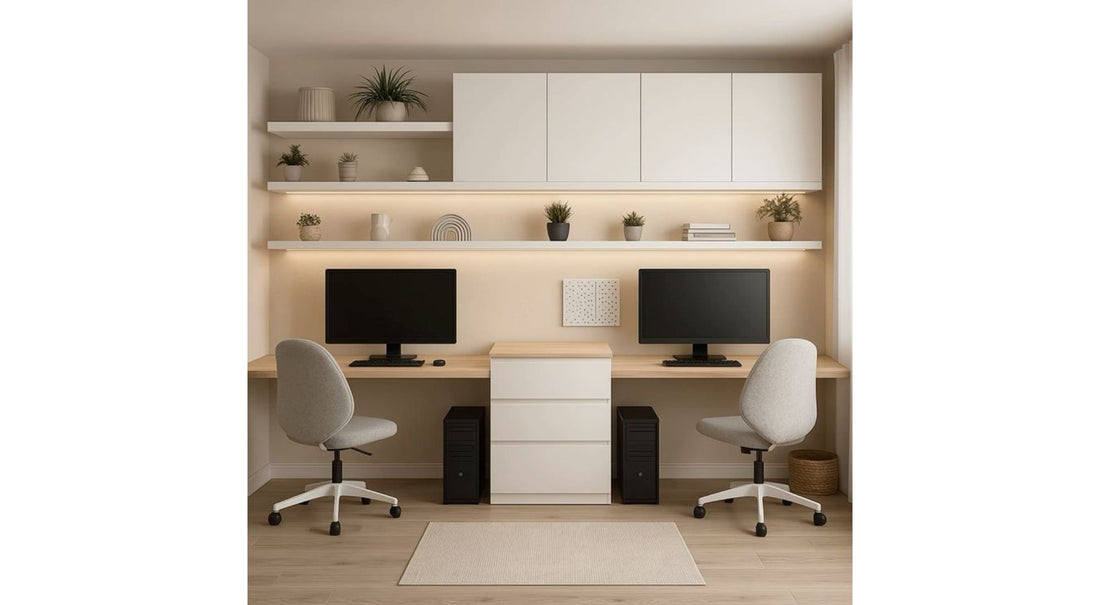 Mẫu tủ sách liền bàn học có vách đôi – Thiết kế lý tưởng cho 2 người dùng