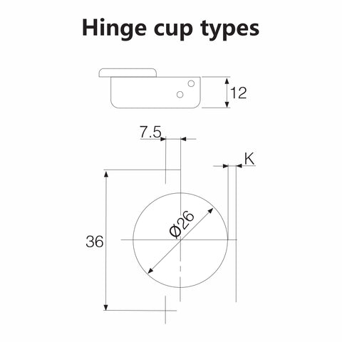 R206C Chèn Bản lề 26mm